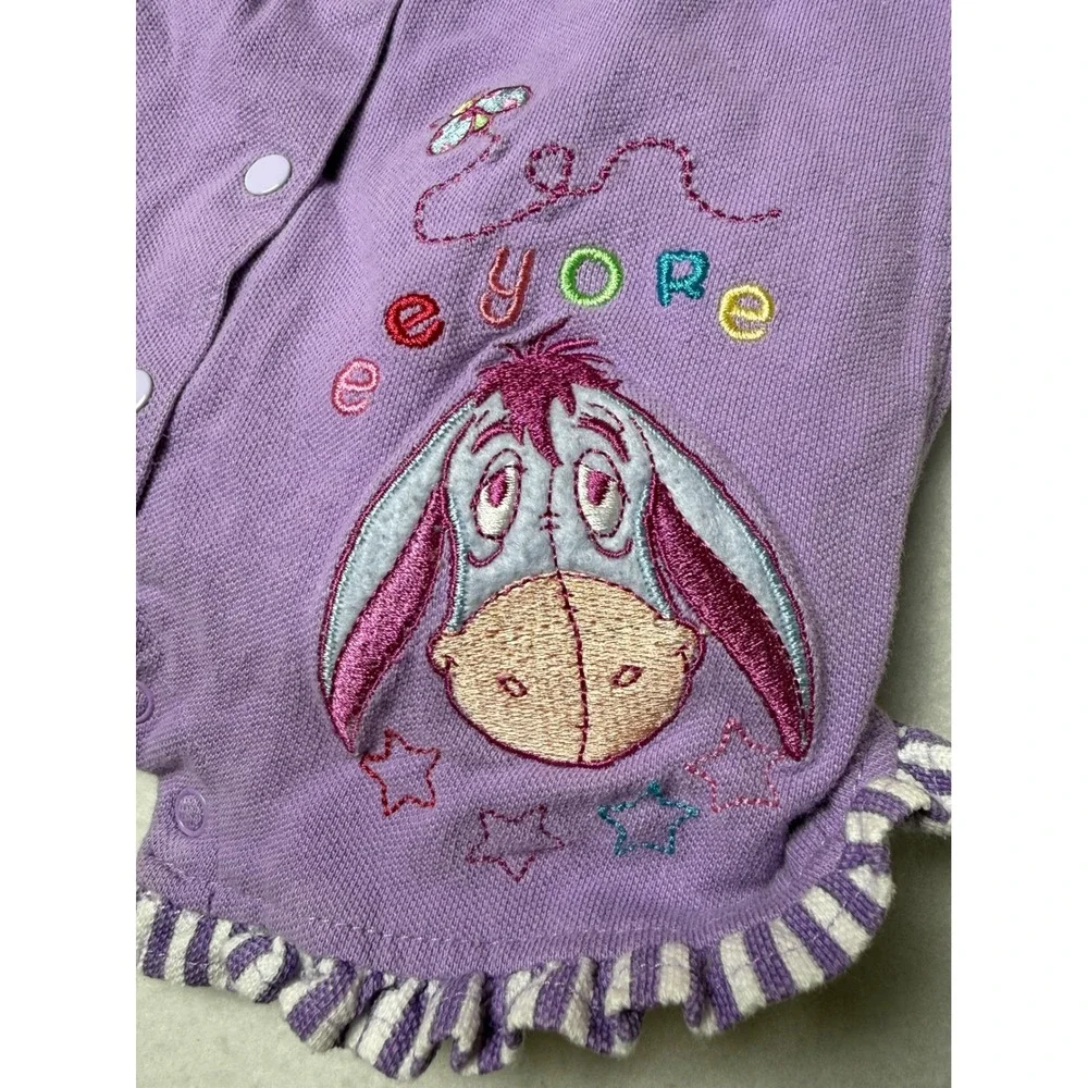 Vintage Disney Eeyore Purple Striped Ruffle Romper 6-9M Winnie The Pooh 517512RP